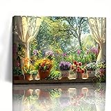 Photo Gallery aihnbf vivace fiore giardino finestra vista tela arte parete stampa – scena natura impressionista per soggiorno camera da letto decorazione 50 x 75 cm Photo Gallery aihnbf vivace fiore giardino finestra vista tela arte parete stampa – scena natura impressionista per soggiorno camera da letto decorazione 50 x 75 cm