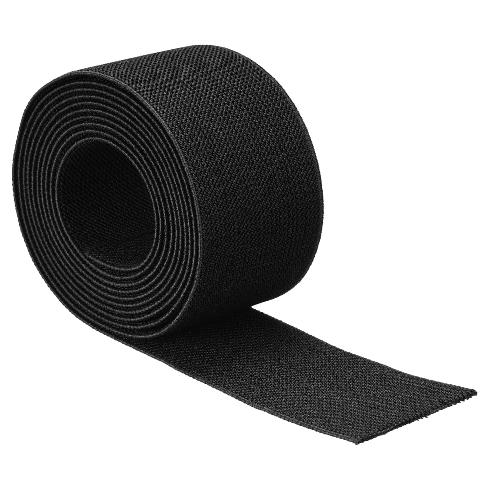 MACHSWON Twill Wide Elastic Band Double-Side 2 inch Flat 2 Yard Woven Elastic Band Knit Elastic Spool Heavy Stretch Strap 5cm Width Black for Sewing,Waistband