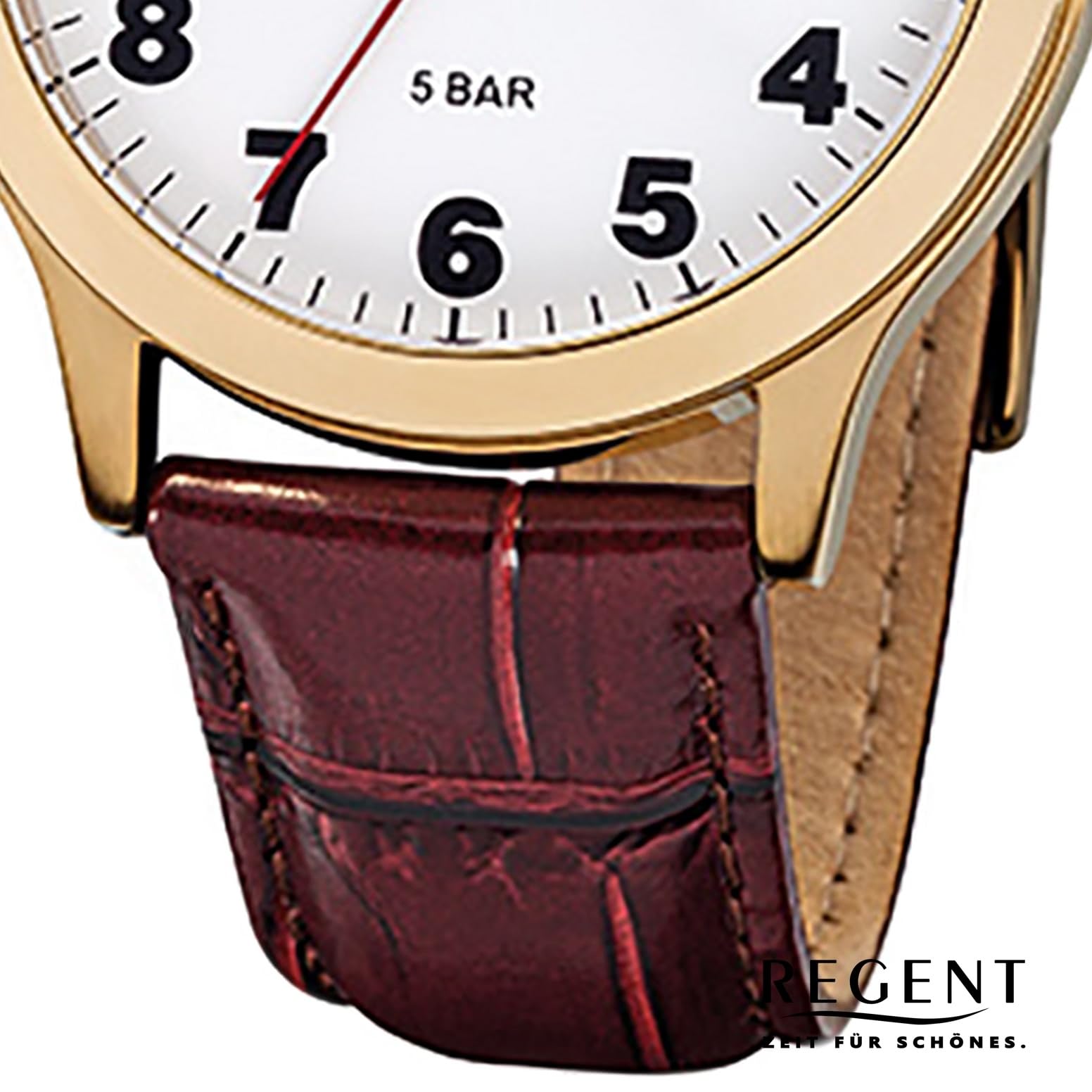 REGENT Herren Lederarmband Uhr braun F-789 Quarzuhr D2URF789 EIN schönes Geschenk zu Weihnachten, Geburtstag, Valentinstag für den Mann