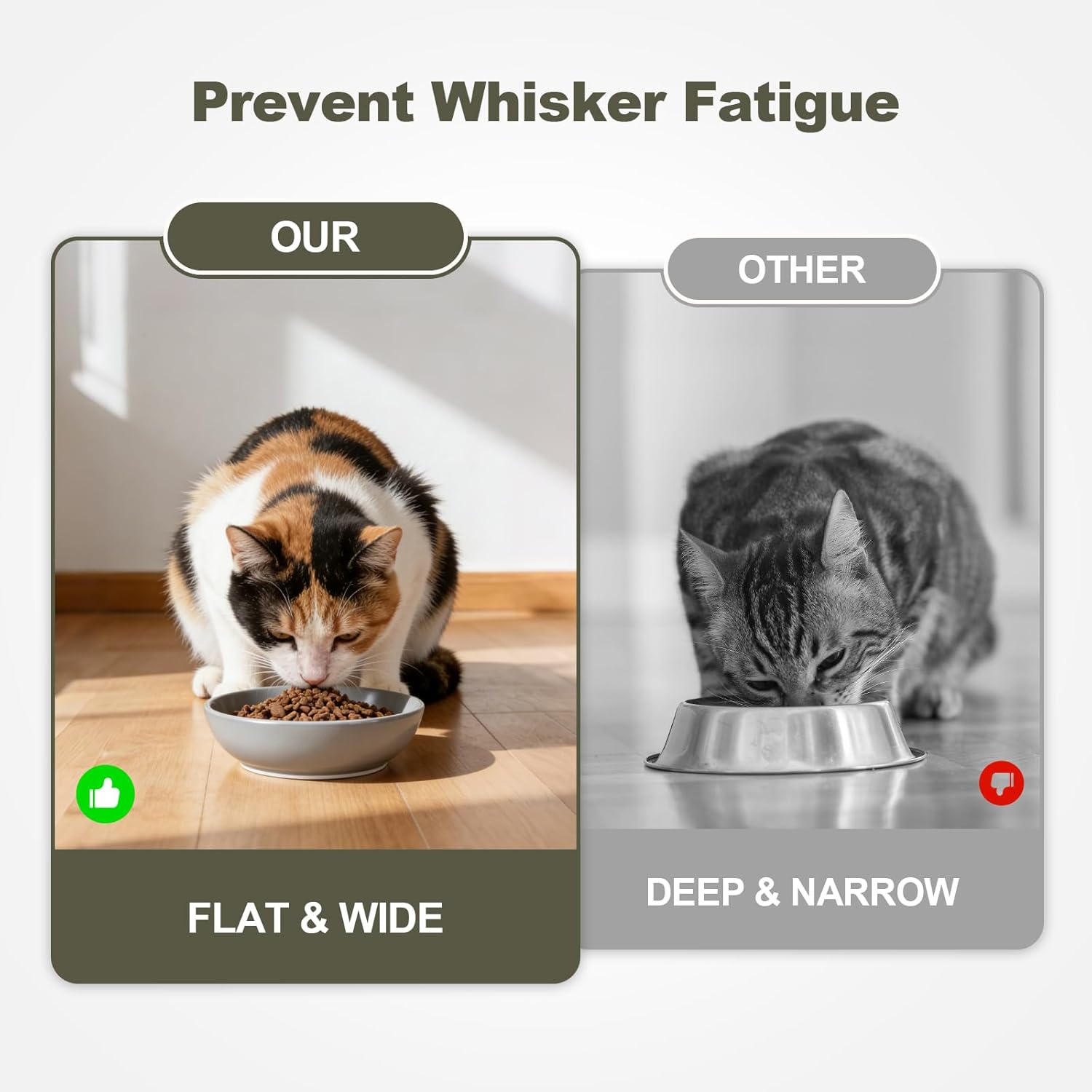 SPUNKYJUNKY Extra Wide Elevated Ceramic Cat Bowl with Acacia Wood Stand Whisker Friendly (Cat Paw Pattern, Gray)