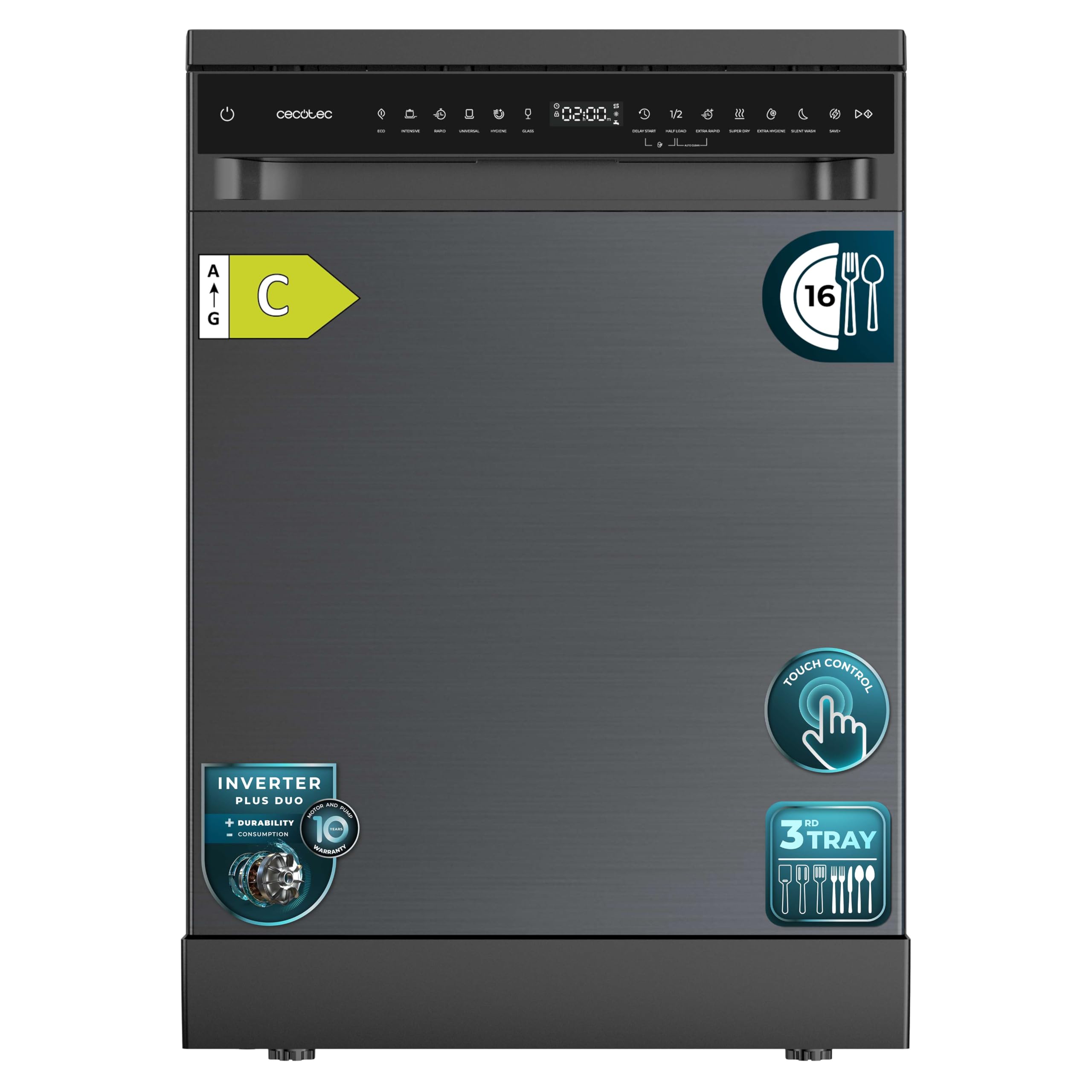 Cecotec Lavavajillas 60 cm Libre Instalación Bolero Aguazero 6550 Dark