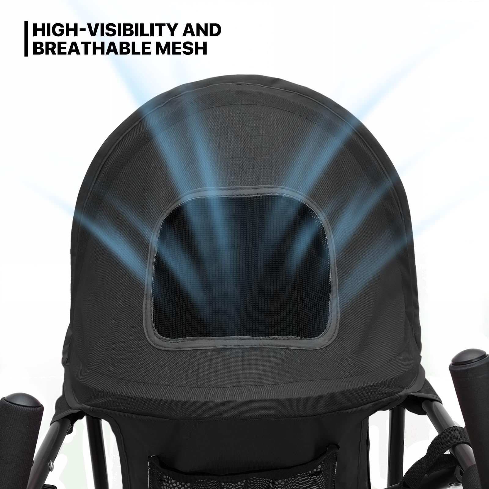 MoNiBloom 4 Wheels Pet Stroller, Easy-Fold Puppy Cage Jogger Stroller with Sun Cover, Pad and Rear Storage Bag, Breathable and Visible Mesh for Small/Medium Pets up to 22 lbs, Black - image 8