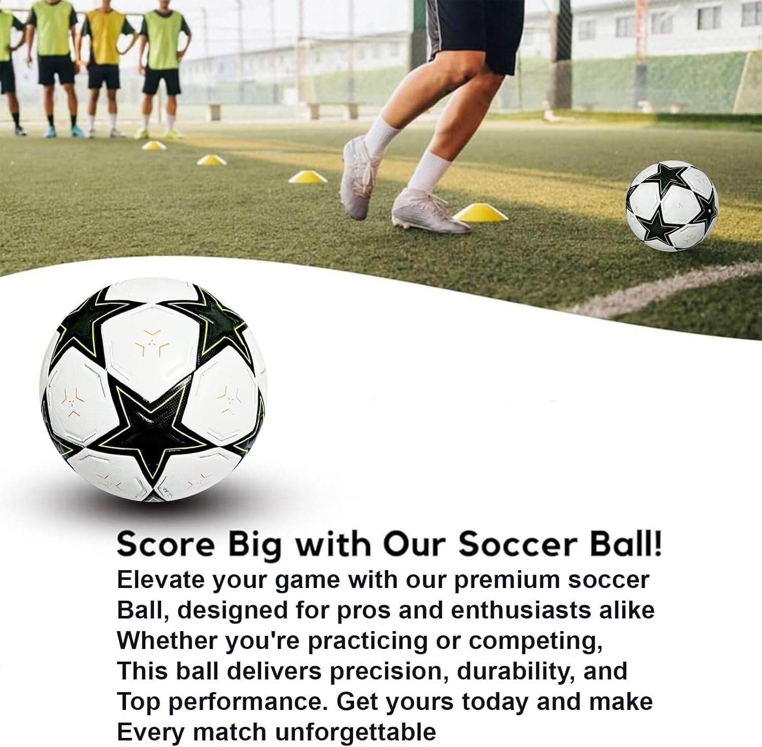 Champion League Soccer Ball Size 5 – Star Pattern Match Soccer Ball 2024 2025, High Performance, Durable Build & Modern Design