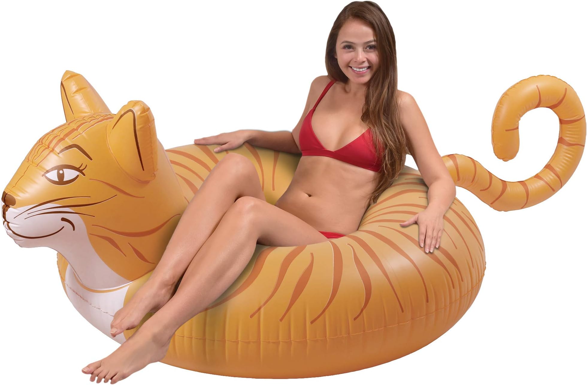 GoFloatsMeowzers the Cat Party Tube Inflatable Raft, Float in Style (for Adults and Kids)