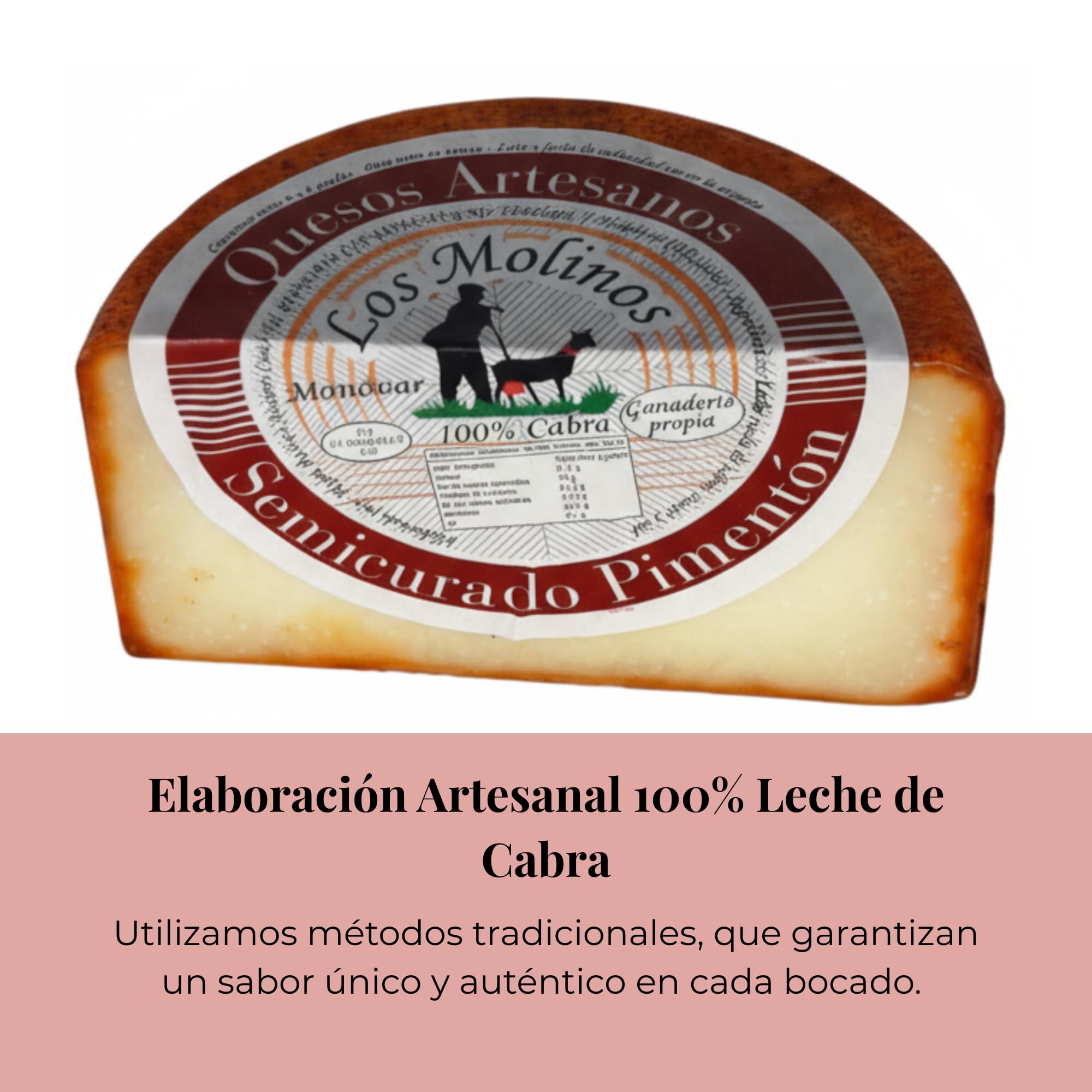 Queso Artesano Semi Curado Pimentón 100% Leche de Cabra Medio Gourmet