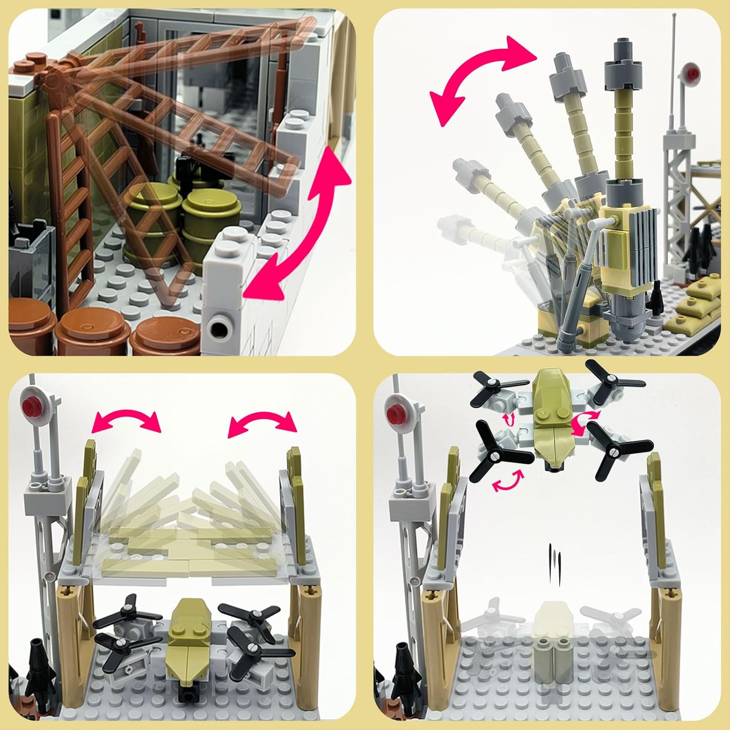 Military Base Building Toy Set Assemble to Different War Scenes, Gun Weapon Pack Accessories Kits for Army Minifigure Battle Building Game Gift for Kids 9-12 Years (710pcs)