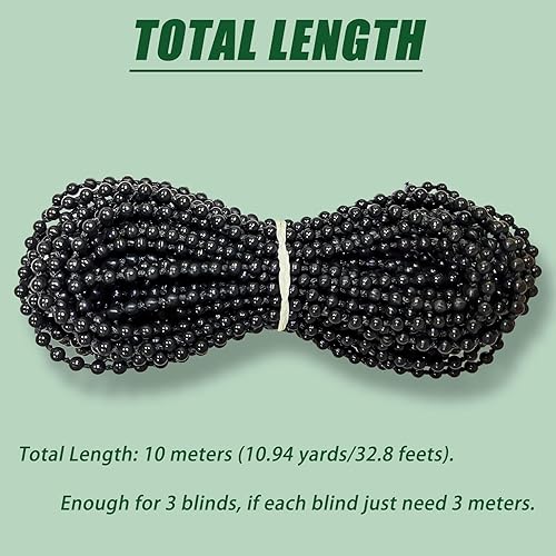 Miniatura 3 de Cable de cadena de plástico con cuentas de 32.8 ft, persiana enrollable vertical romana, reparación de cadena con 10 clips de conector versión