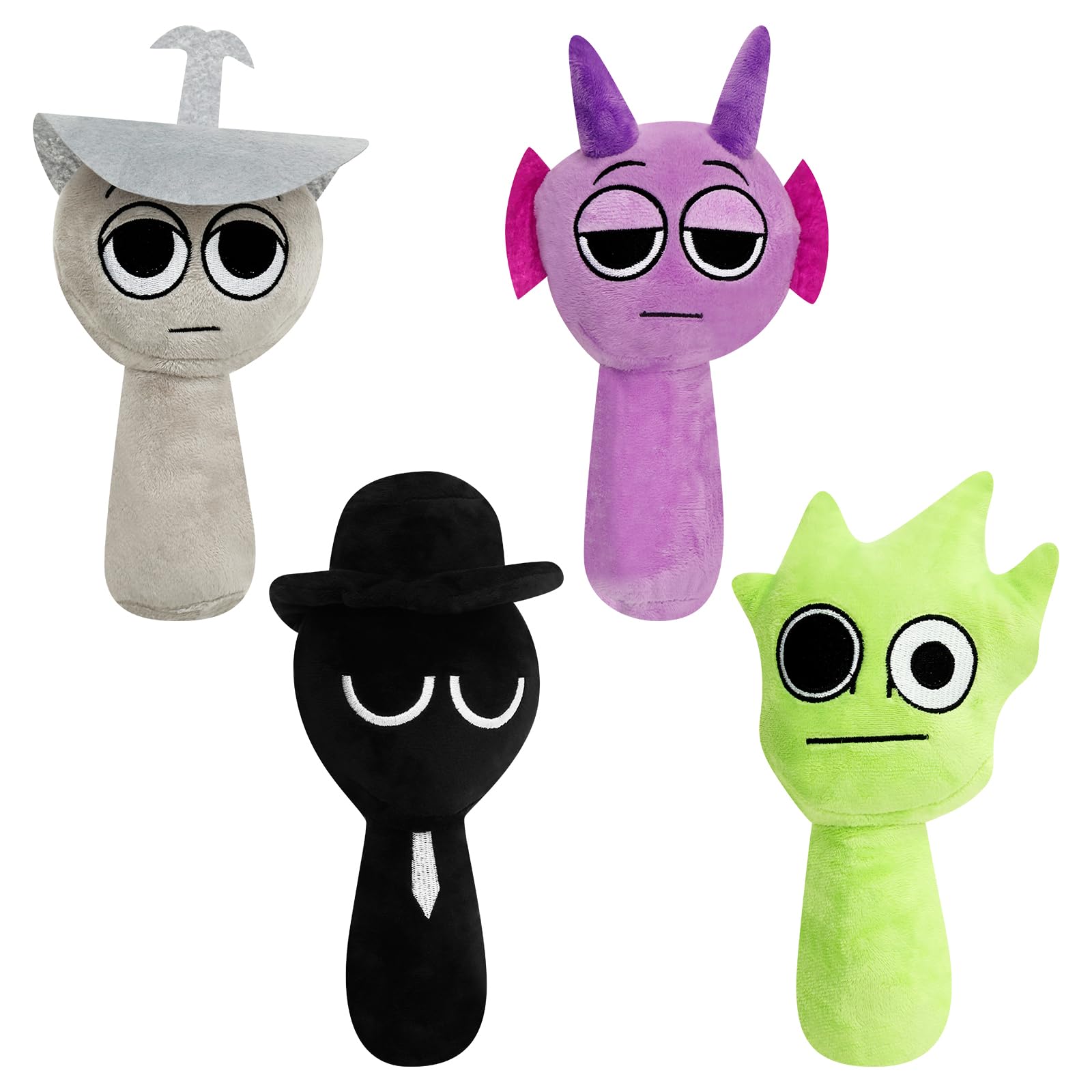 shaojian 4Pcs S-prunki Plushies, 9.45'' S-prunki Plush Toys for Games Fans, Funny Soft Stuffed Pillow Mini Figure Doll Halloween Christmas Birthday Gifts Home Decor for Adult Kids(Style 2)