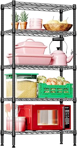 Miniatura 10 de IZEUK Estantes de almacenamiento de metal cromado de 4 niveles, organizador de estantería de alambre ajustable para cocina, baño, hogar, 1000