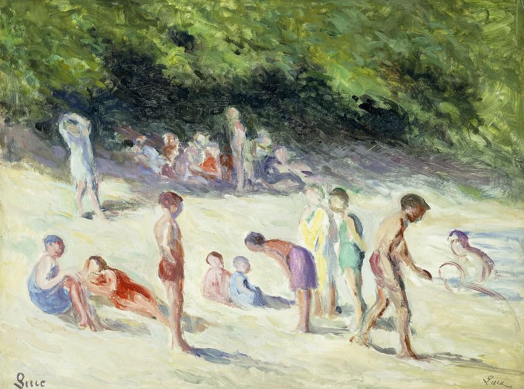 Tableau La Baignade à Méricourt Maximilien Luce pour illuminer un mur vide - 5