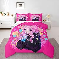 Vista 11 de Erosebridal Juego de edredón de sirena azul para niñas, juegos de ropa de cama de unicornio lindo individual de 2 piezas para niños, diseño