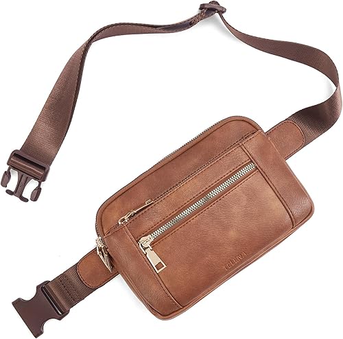 Miniatura 6 de Telena Riñoneras para mujer con correa ajustable de cuero cruzado, Marrón