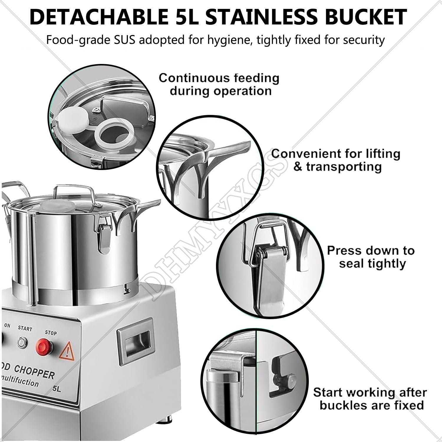 Professionale Tritatutto Verdure Grande capacità 10l,Tritacarne Elettrico 1400 Giri/Min,Acciaio Inox Tagliaverdure Automatico,per Verdure,Frutta,Carne E Cereali 5L