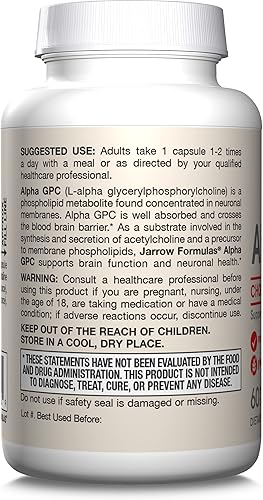 Miniatura 10 de Jarrow Formulas Alpha GPC 300 mg - 60 cápsulas vegetales - Apoya la función cerebral - Hasta 60 porciones