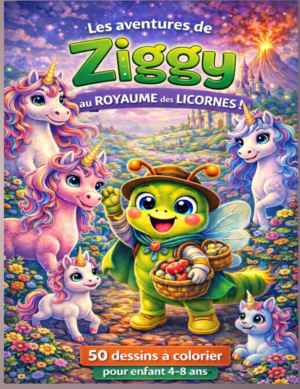 Les aventures de Ziggy au royaume des licornes !: 50 dessins à colorier pour enfants de 4 à 8 ans – Licornes magiques, féerie et créativité