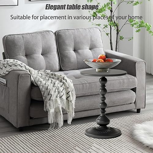 Miniatura 7 de Mesa auxiliar redonda de metal con pedestal, mesa de sofá, pequeña bandeja de TV para el sofá en la sala de estar y dormitorio, cama, silla, mini