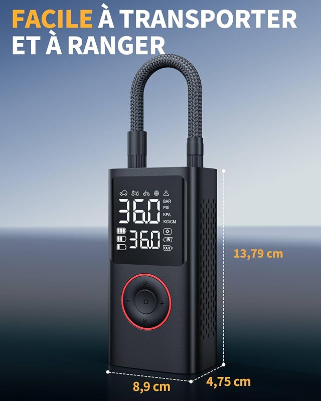 Powools Vezeték Nélküli Autó Gumiabroncs Pumpa 150 PSI LED Világítással