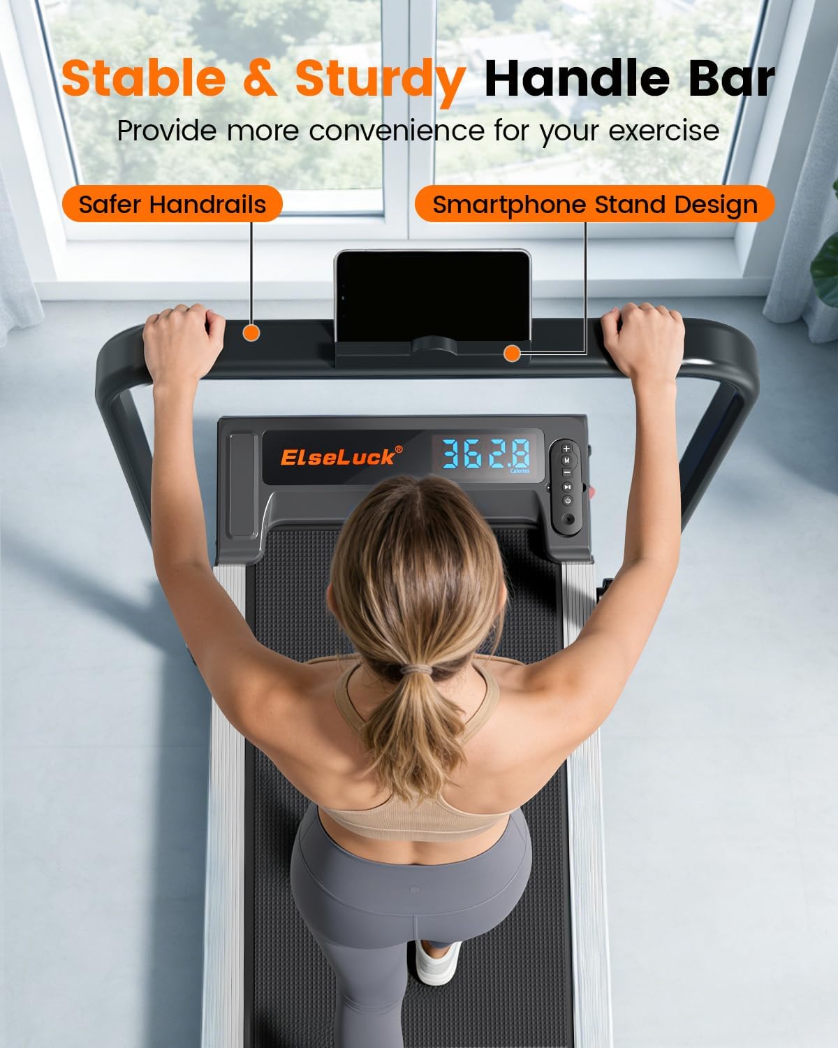 Walking Pad with Incline and Handle Bar, 2.5 HP Quiet Walking Pad Treadmill with 265 LBS Capacity, Portable Under Desk Treadmill, Foldable Treadmills for Home Office image 3