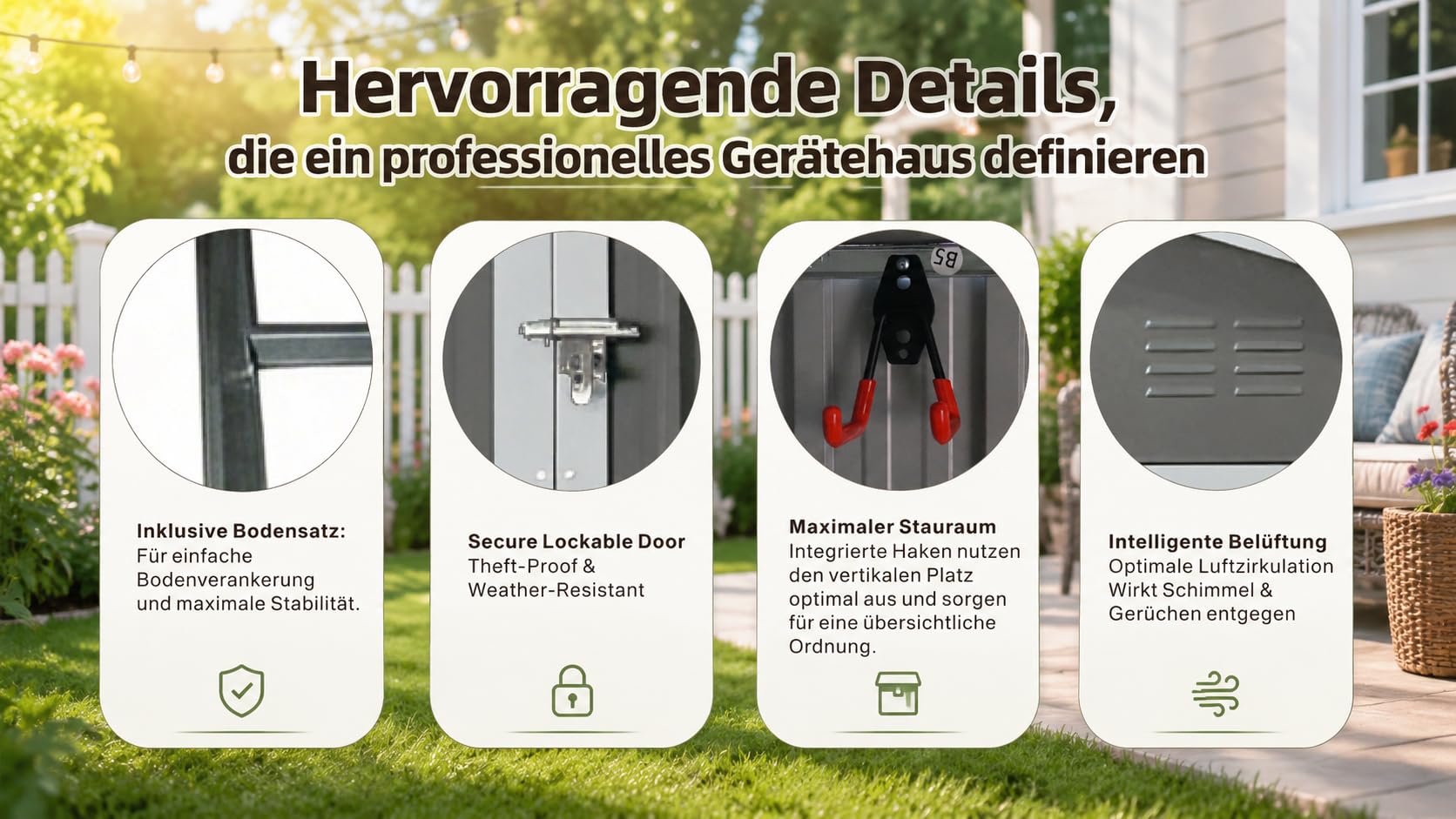 Abri de jardin en métal 7,46 m² avec toit pointu cadre de sol gris