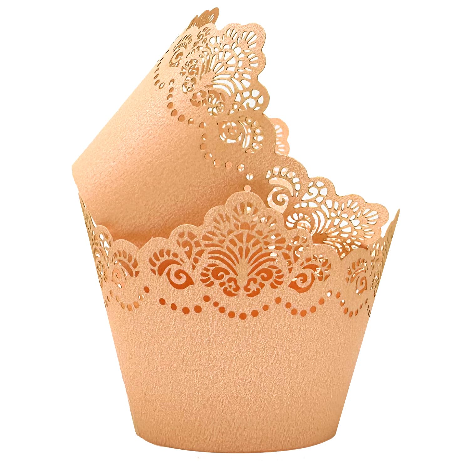 Lot De 50 Caissettes Cupcake KOSTOO - Papier Laser Découpé Rose Clair - Pour Mariage, Anniversaire - Ø8.1cm