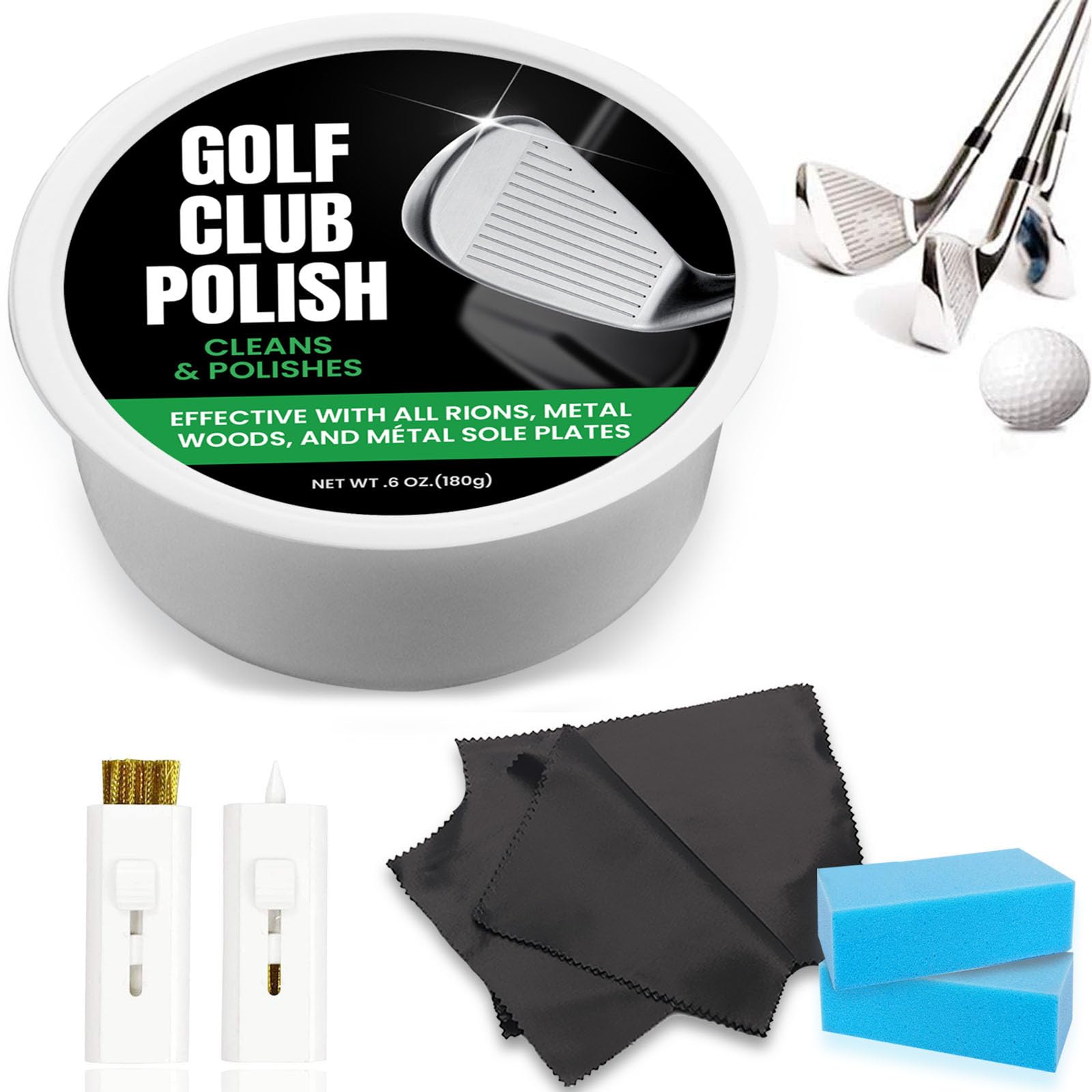AMRTA Golf Club Cleaner Scratch Remover with Golf Brush Cleaning Tools Value 7 Pack, Golf Club Bag Accessories Golf Club and Grip Cleaner Keeps Golf Clubs Irons Drivers Shoes Clean