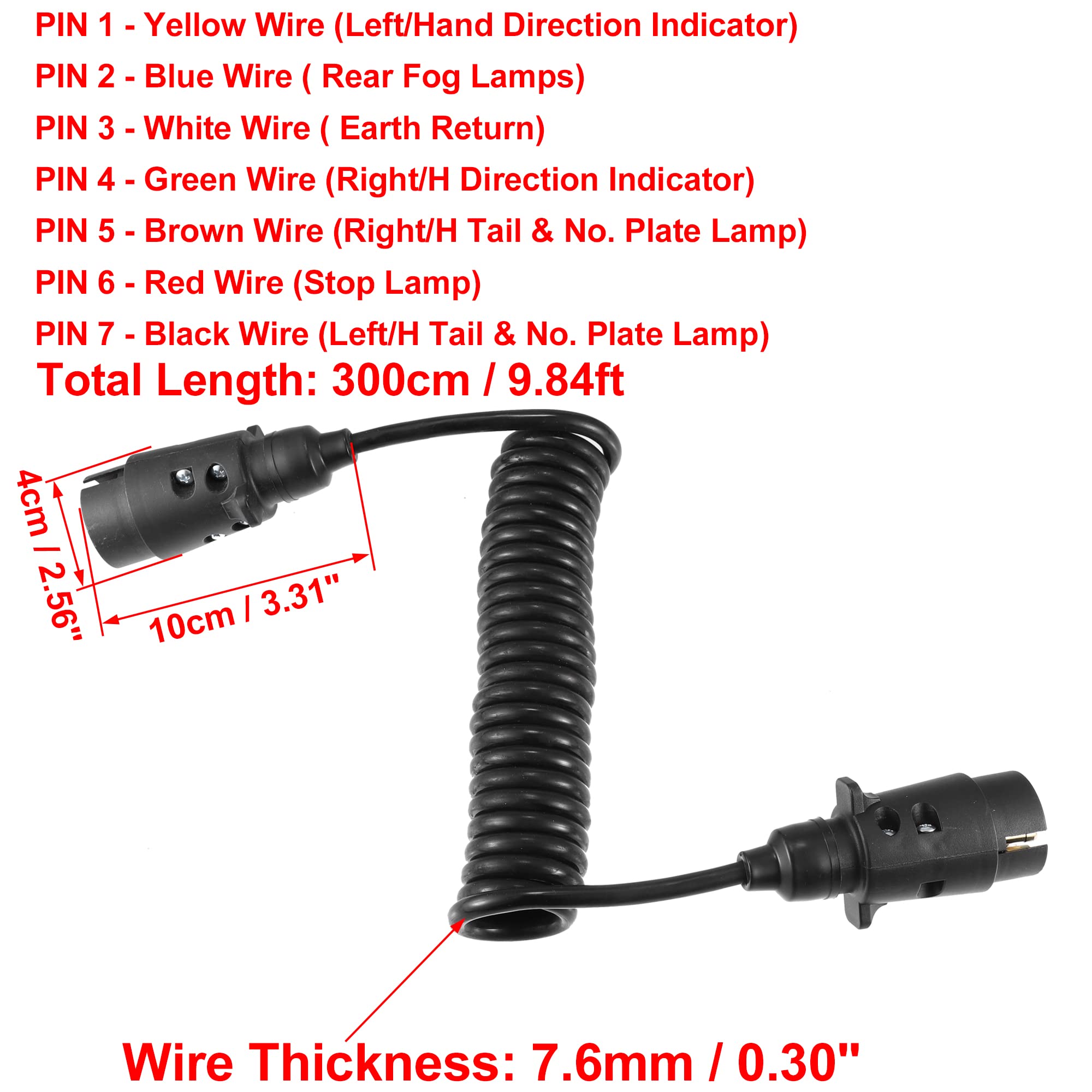 Amazon | uxcell 7ピントレーラーライトボード延長ケーブル トレーラー