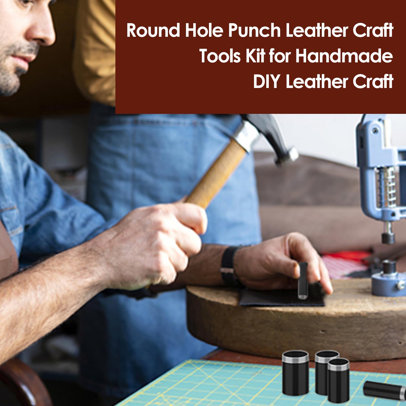 MASUNN 24-shaped style hole hollow cutter punch set for handmade leather handicraft DIY tool