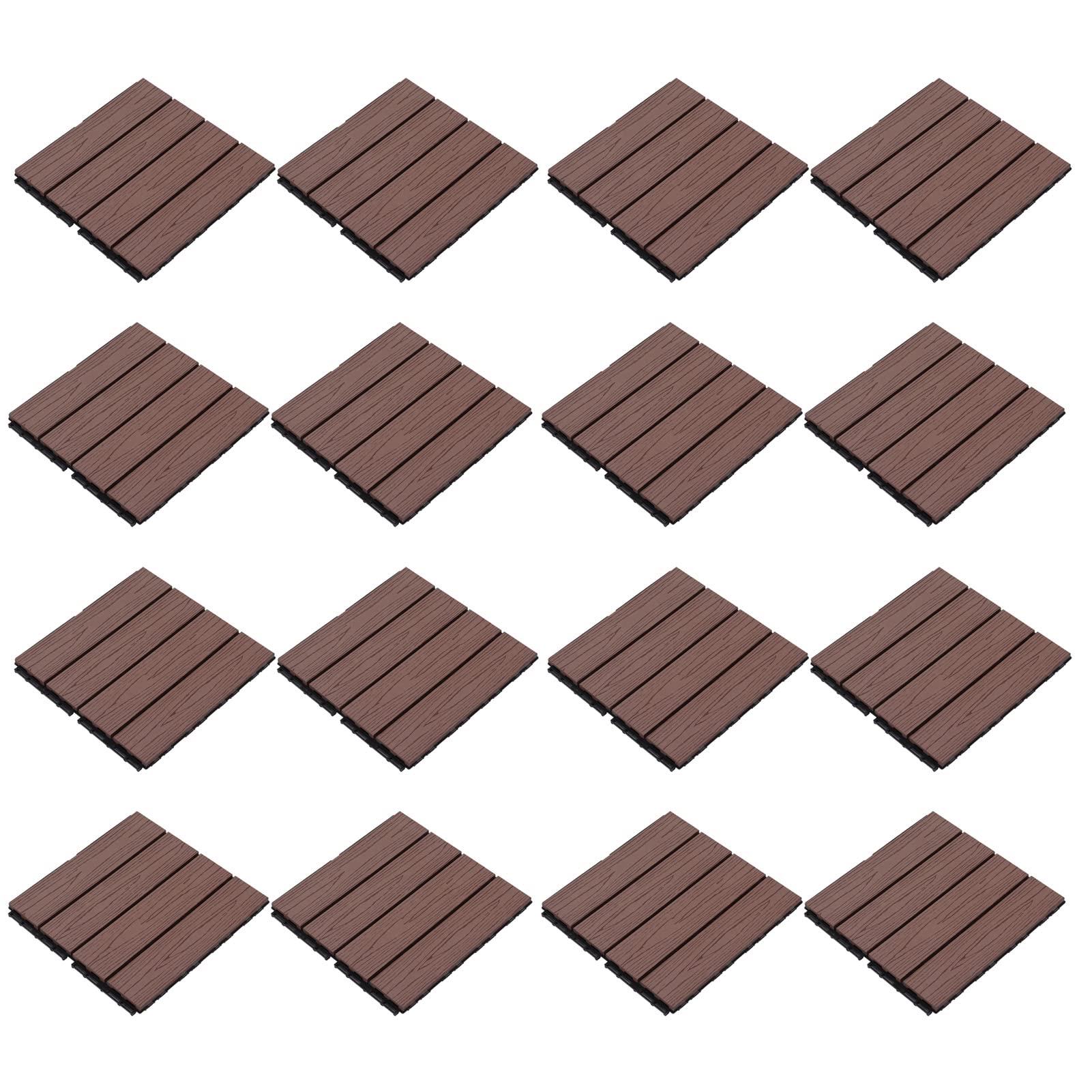 Yosoo Health Gear 16 Piezas de Baldosas Entrelazadas para Terraza de Patio, Suelos de Exterior, Compuesto de Madera y Plástico, 11,81 X 11,81 X 0,79 Pulgadas, Impermeable, Instalación Rápida para