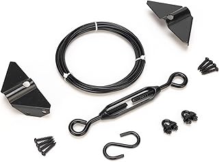 Anti Sag Gate Kit for Wooden Fence Gate, Anti-Sagging Gate Support Cable Kit in Zinc, Door Repair Kit for Outdoor, Anti-Sag Frame Fence Gate Kit Steel Gate Hardware, Black, 1 Pack