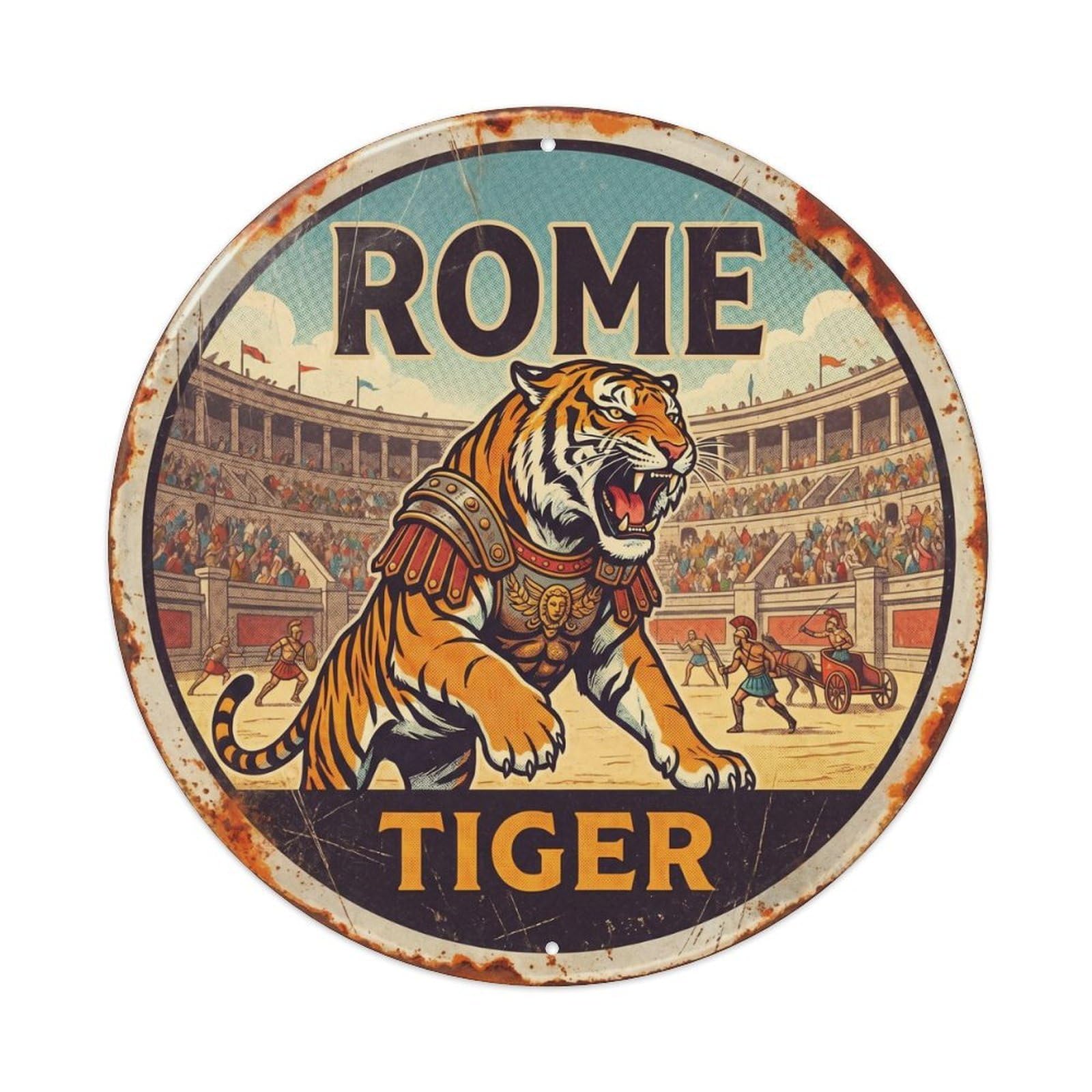 Rome Italy Tiger Roman Heritage Travel Classic Metal Tin Sign