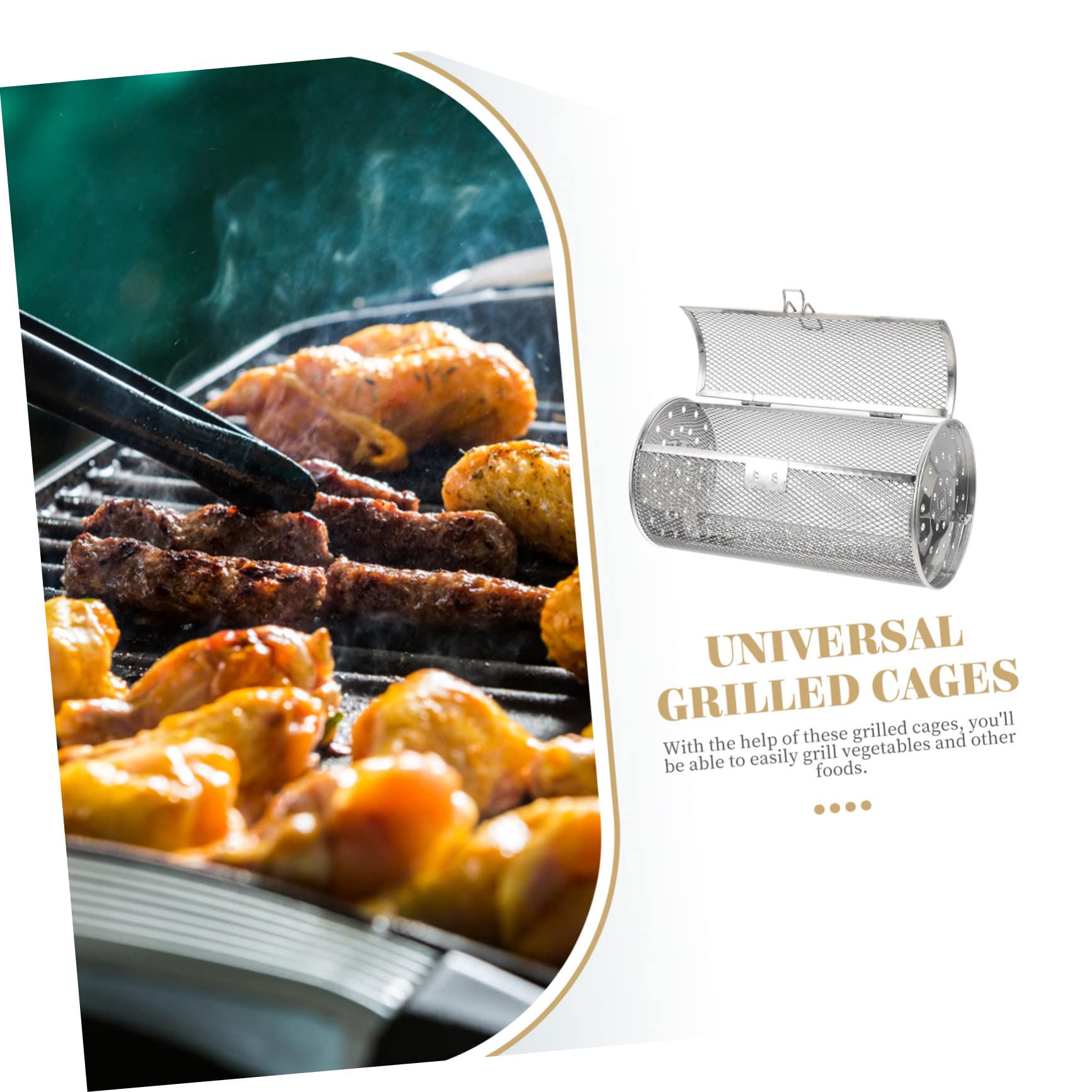 Jaula Giratoria de Acero Inoxidable para Asar Nueces y Pimientos | Rejilla de Plata , Calentamiento Uniforme , Uso en Restaurante y Cocina para Tostado