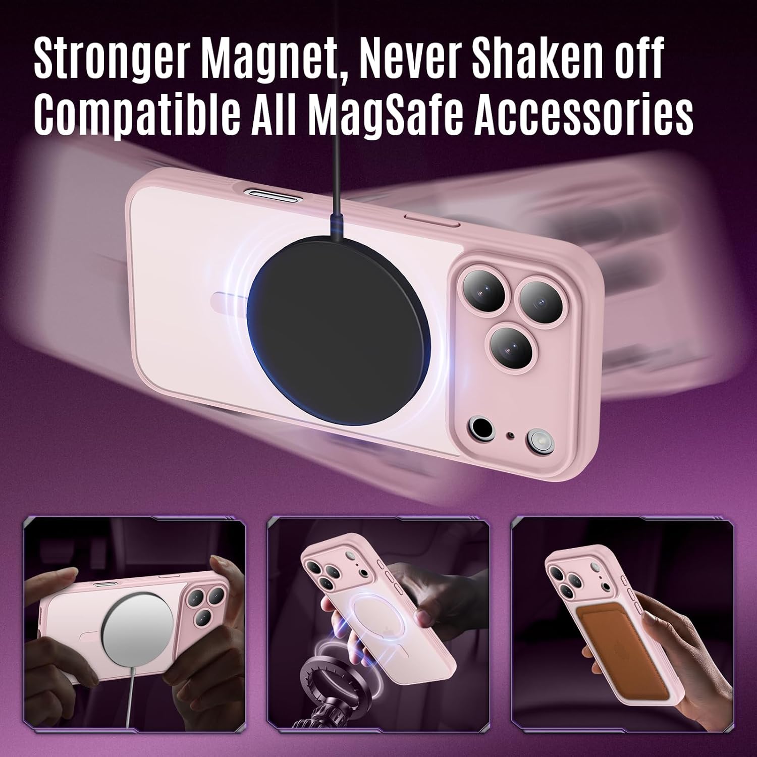 Symcele Designed for iPhone 17 Pro Max Case, Compatible with MagSafe, [Camera Protection] [15FT Military Drop Protection] Shockproof Translucent Matte Anti-Slip Phone Case, 6.9", 6.9", Pink