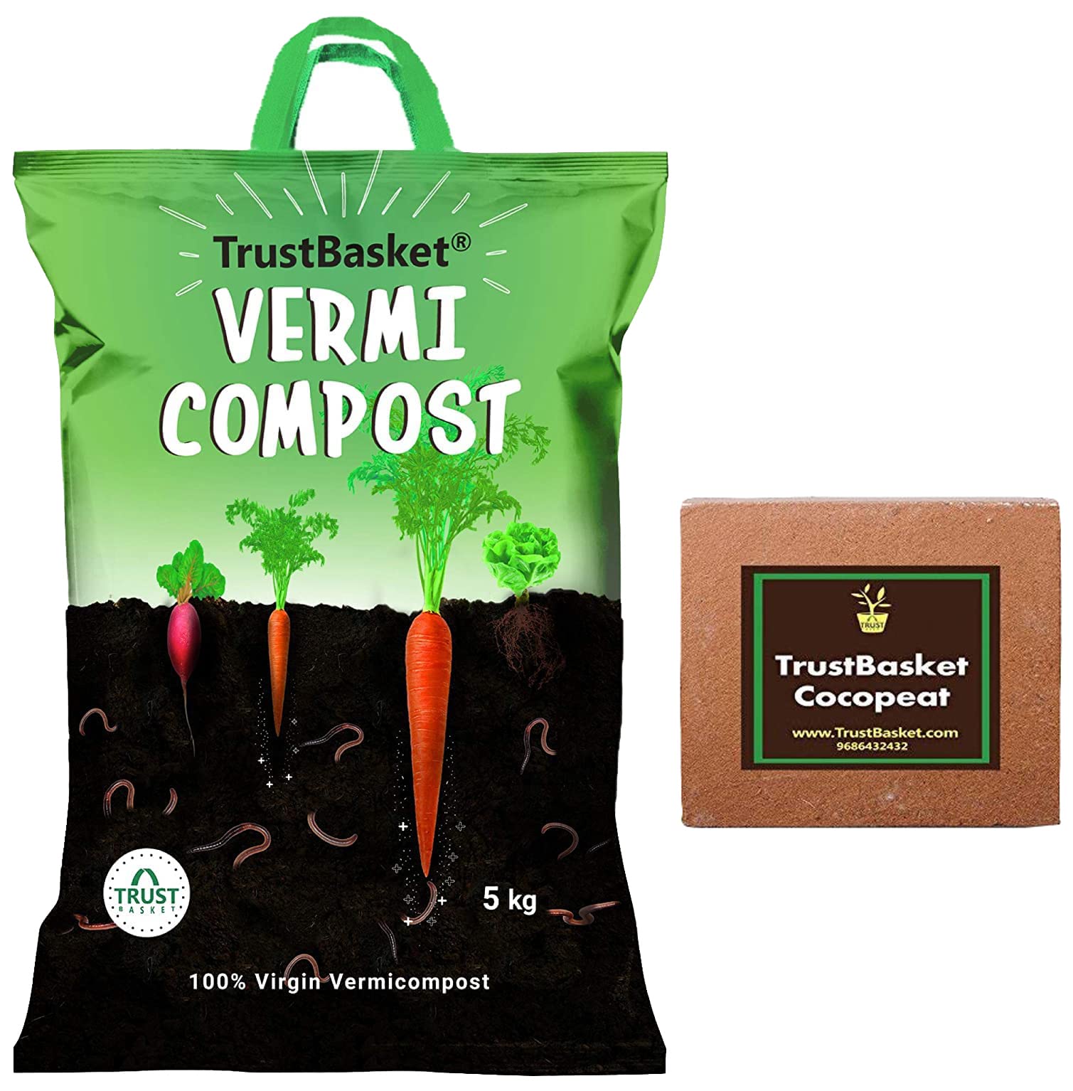 TrustBasket Cocopeat 5 kg Block & Organic Vermicompost Fertilizer Manure for Plants - 5 KG (B07Y9VLRSC) Amazon Price History, Amazon Price Tracker