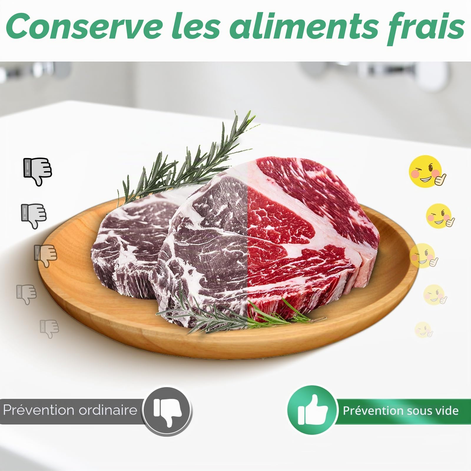 Machine à emballer sous vide | 6 en 1 pour aliments, mode sec/humide, appareil de scellage alimentaire avec sac sous vide