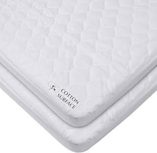 American Baby Company 2 Pack Waterproof Mini Crib Mattress Protector 38x24" | 100% Cotton Quilted Top, Noiseless, Ultra-Soft & Breathable Fitted Pack n Play and Mini Crib Mattress Cover