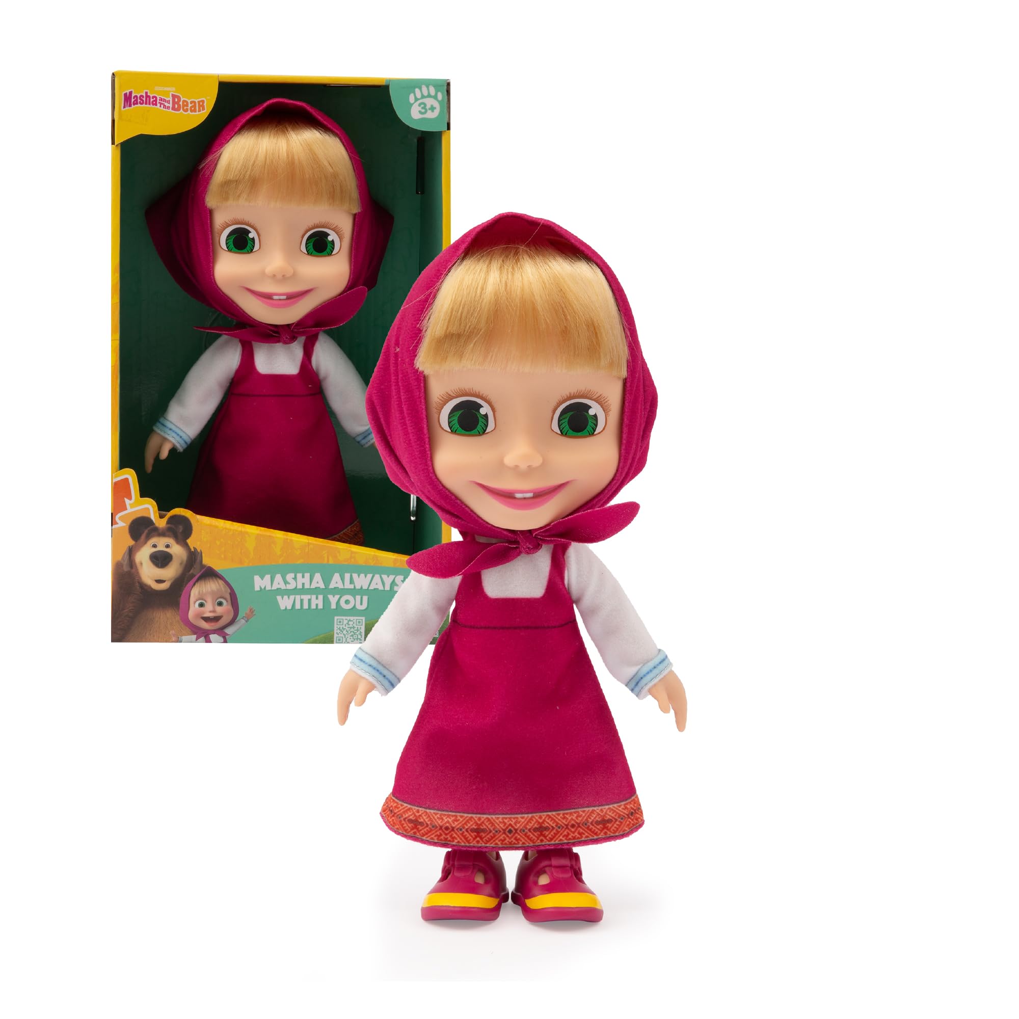 Giochi Preziosi Masha Doll 23cm Tall Iconic Figure from Masha and Bear Series with Summer Dress and Classic Scarf - Suitable for Younger Children