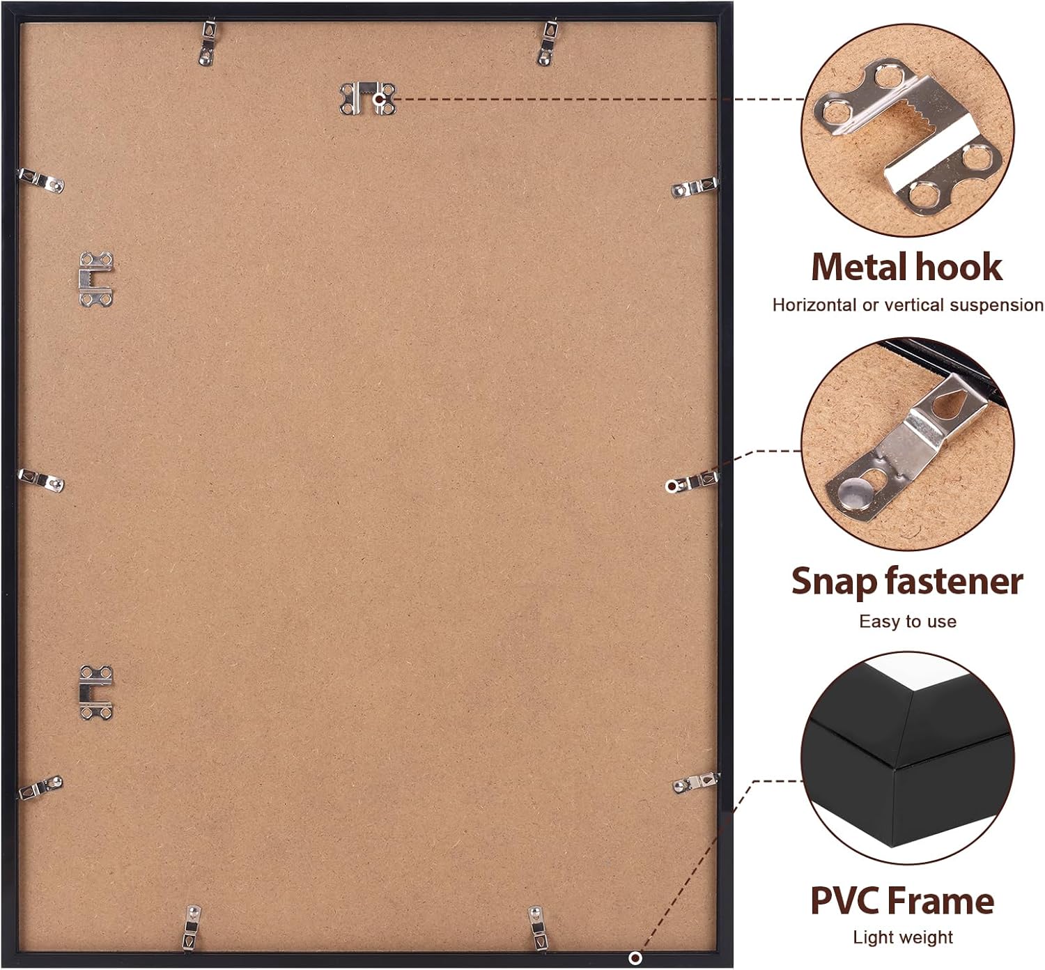 Fixwal 18x24 Picture Frame Set of 2, Black Poster Frames for Wall Display with Mat for 16x20 Pictures