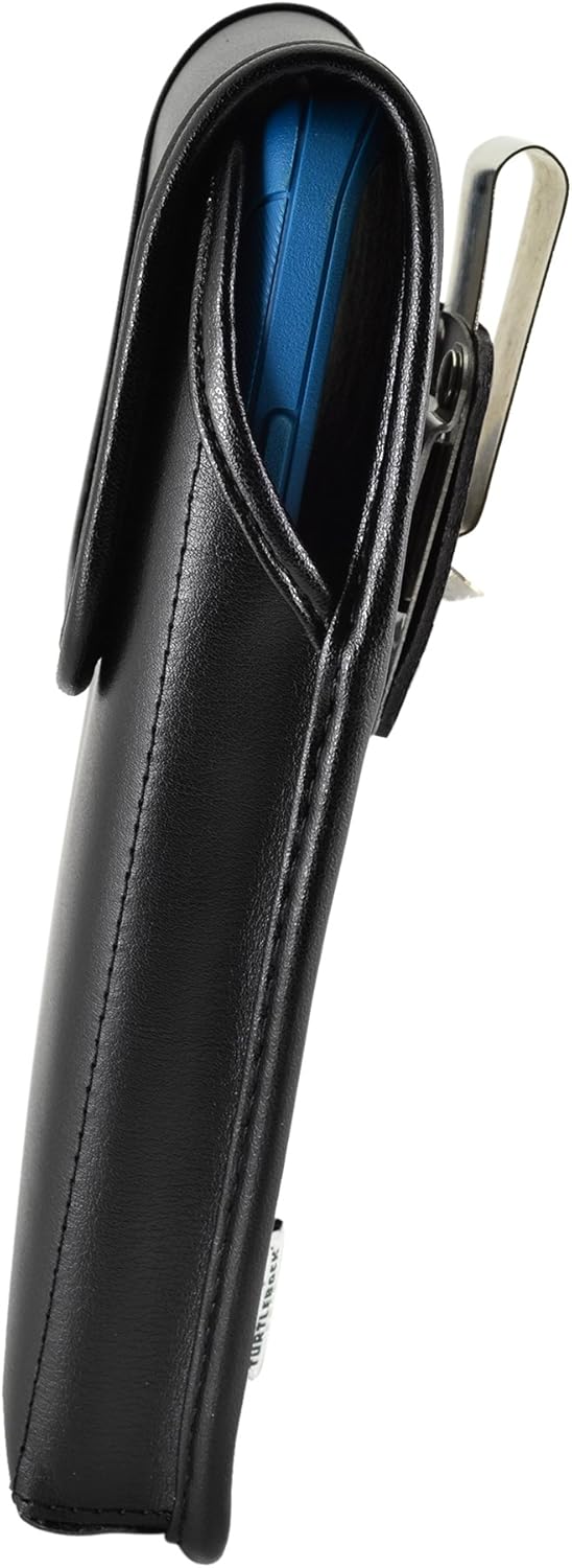 Turtleback Belt Case Compatible with Samsung Galaxy Note 8 Fits w/OB Defender or Bulky Cases, Black Vertical Holster Leather Pouch with Heavy Duty Rotating Ratcheting Belt Clip