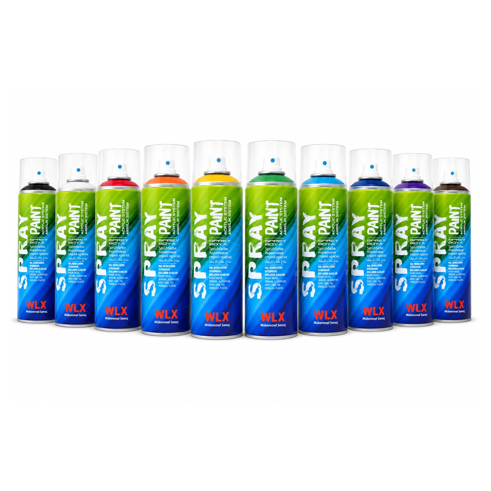 Juego de 10 pinturas en aerosol de 400 ml de secado rápido para madera, piedra, pared, metal, cristal, ideal para reparaciones, graffiti, etc. Pintura en aerosol brillante de alto brillo RAL