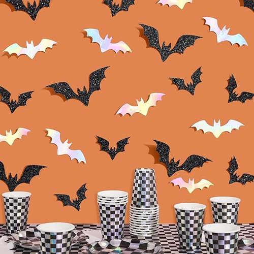 xo, Fetti Decoración de pared de murciélago de Halloween  50 piezas  Decoración de temporada espeluznante, carteles de fiesta de casa embrujada,