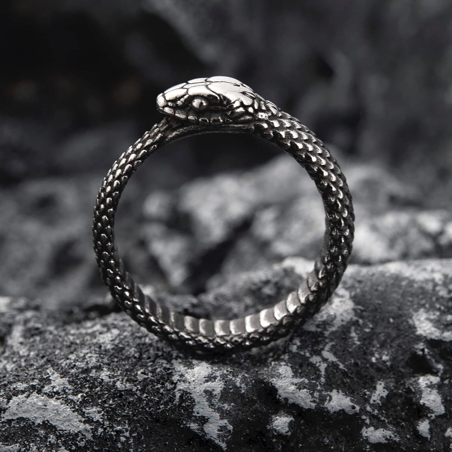 Snake Ring for Men Stainless Steel Snake Ring Gothic Biker Punk Animal Rings for Men Women Boys Size 7-13 - Image 3