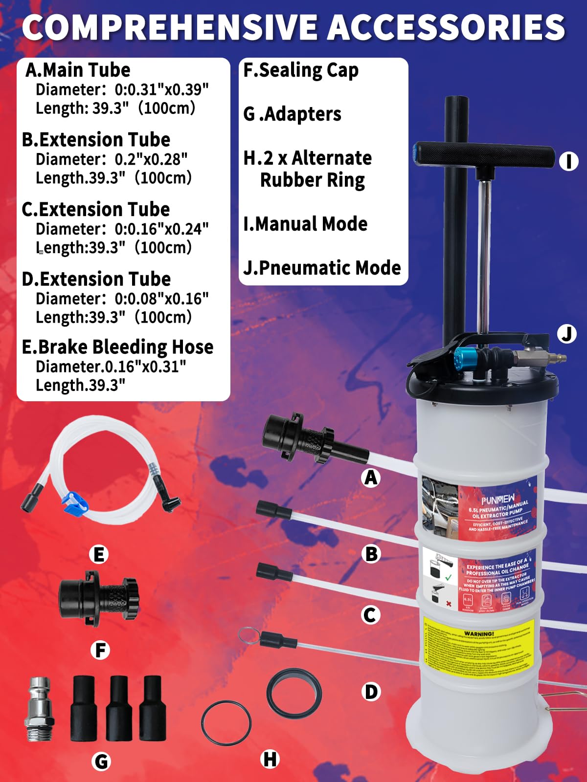 Bomba extractora de aceite neumática/manual de 6,5 L para extractor de aceite de cambio de aceite, extractor de aceite