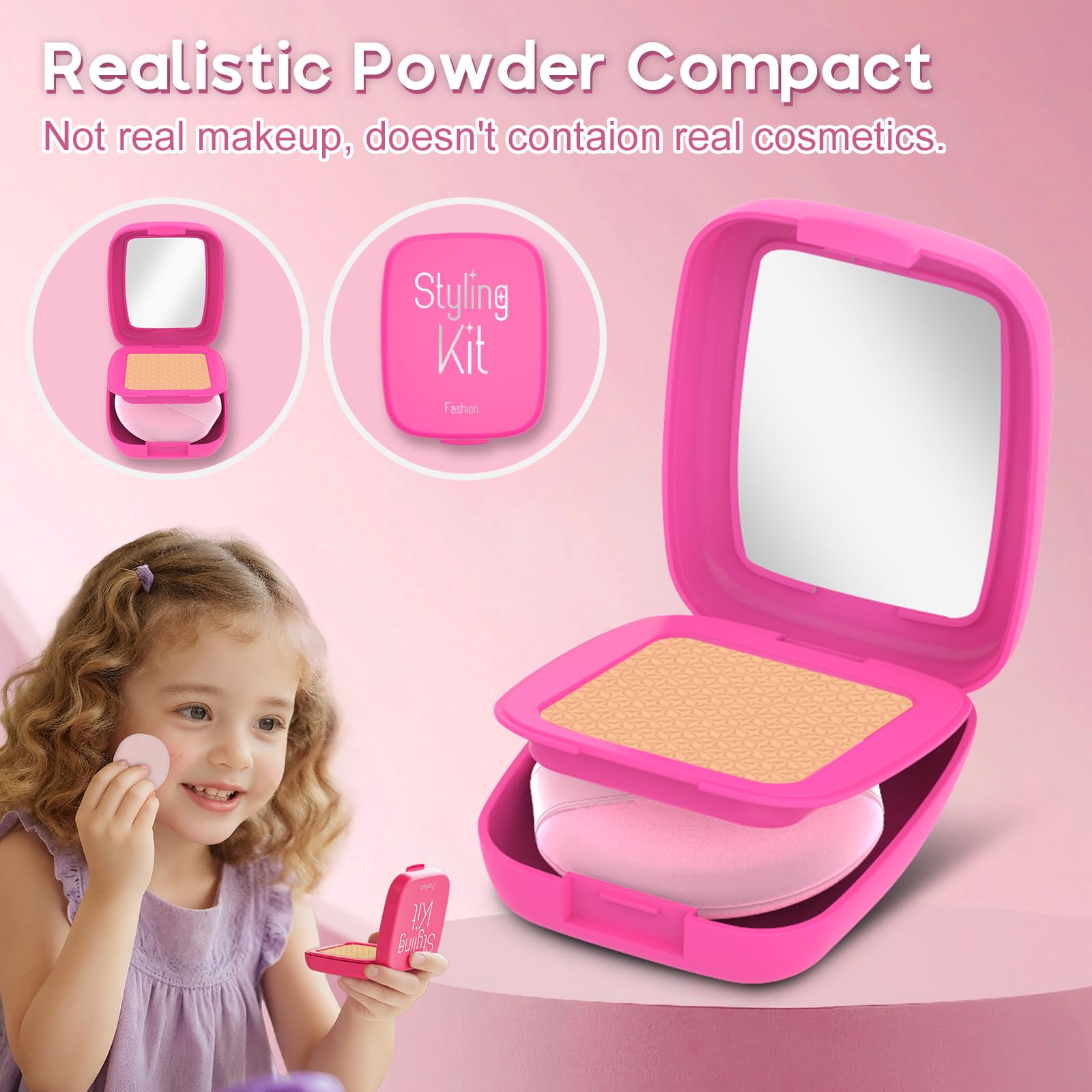 Vattikam Kids Make Up Set, Pretend Play Make Up Toy for Little Girl 3+ Years Old, Non-Toxic Fake Cosmetics with Lipstick - Image 4