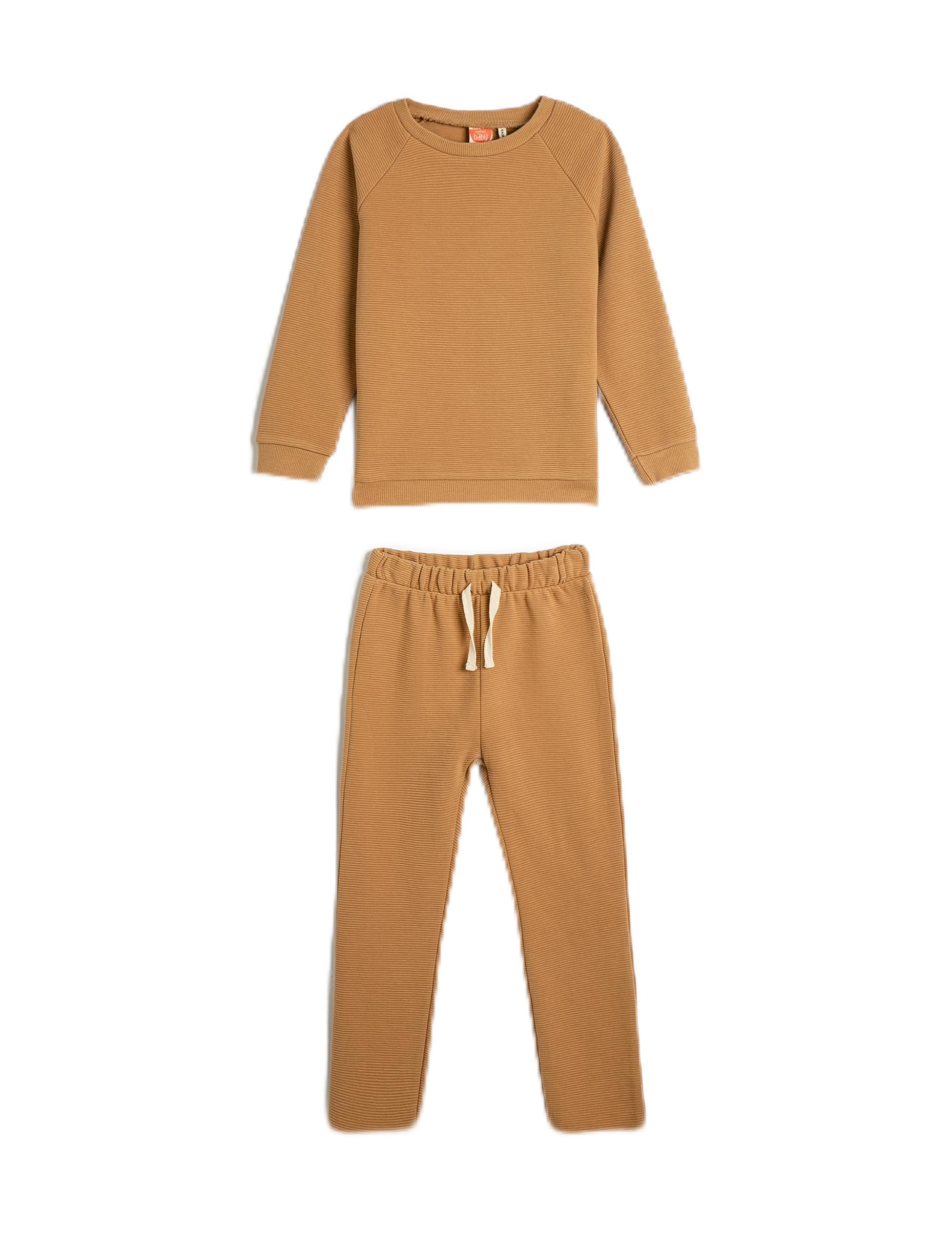 Eşofman Takımı 2'li Basic Pamuklu Sweatshirt ve Eşofman Altı