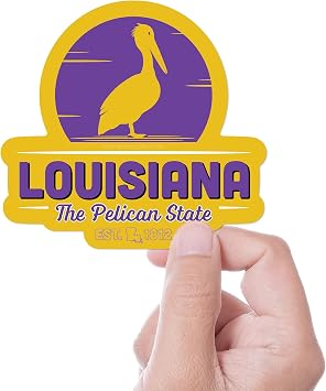 Louisiana Pelican Bumper Sticker for Car, Cute Southern Stickers for Hydroflask, New Orleans Decals for Tumblers, Bird Watching Laptop Decal