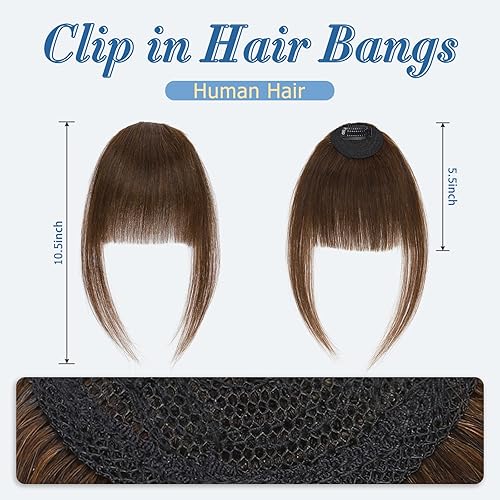 Miniatura 2 de Flequillo con clip, de cabello humano, flequillo postizo de cabello real, flequillo con clip, flequillo con sienes completas, flequillo plano, para