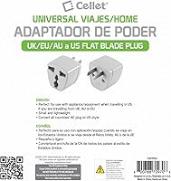 Vista 4 de Cellet Adaptador de viaje universal conversión de enchufe sin costuras para viajeros internacionales, adaptador de corriente de pared de CA