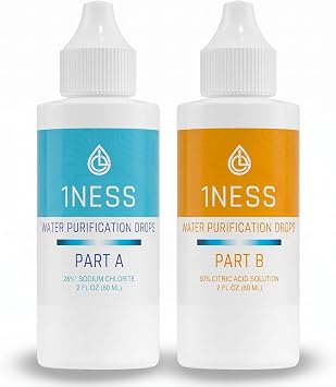 1ness Chlorine Dioxide Kit | 2 Part Liquid Classic 2oz Set | Citric Acid 50% Sodium Solution 28%