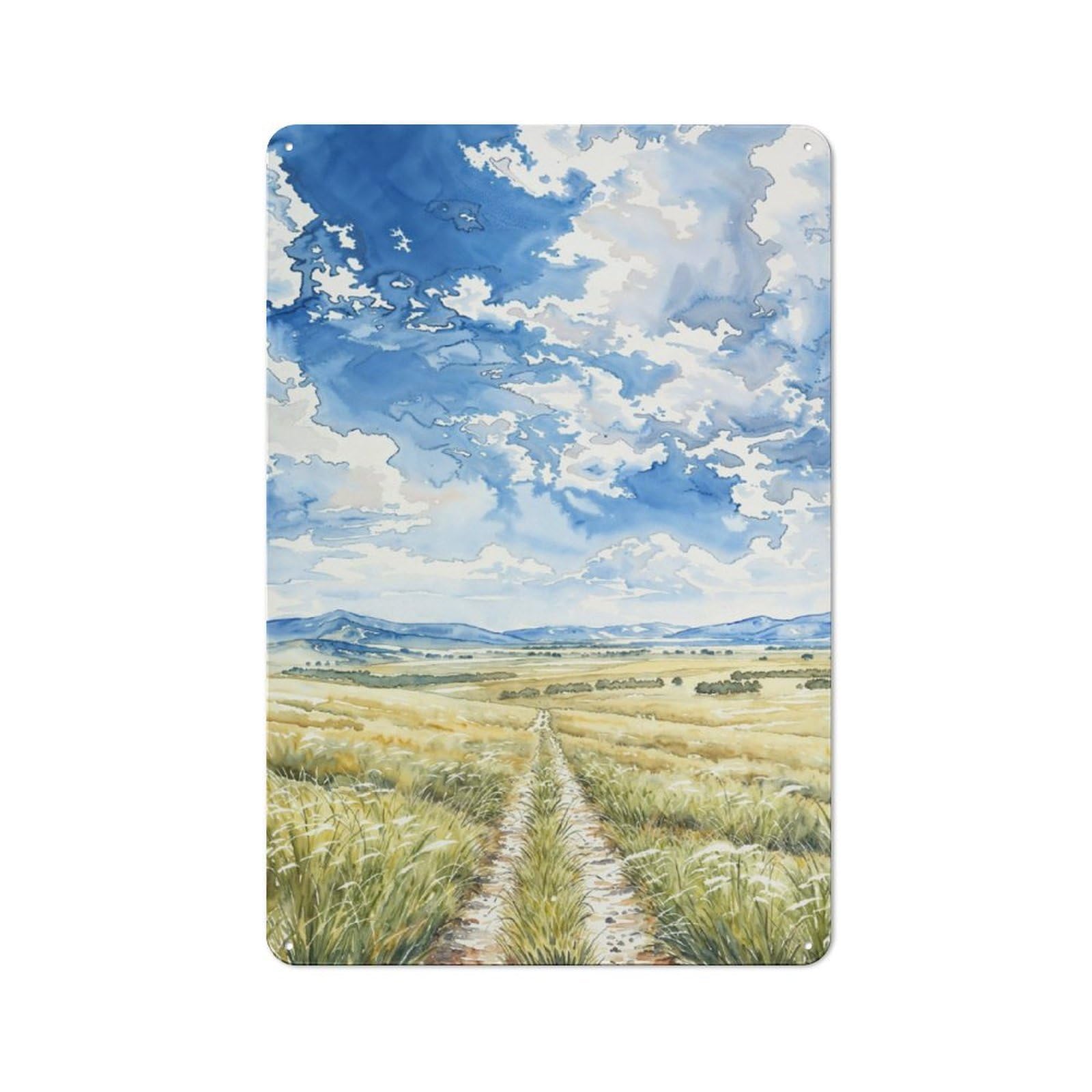 Junmoney Golden Field Path Vintage Metal Sign 30X20cm For Workshop Wall, With Clear Vintage Wall Decor Character