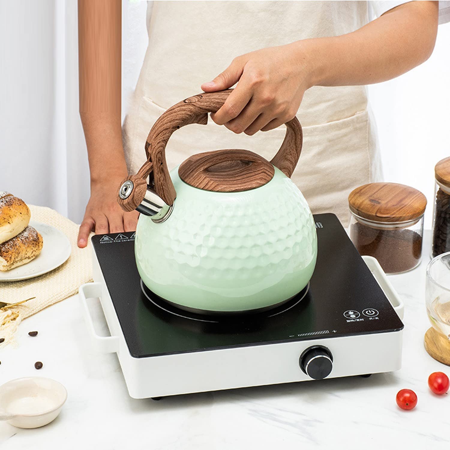 Czajnik z Gwizdkiem Czajnik Z Gwizdkiem Ze Stali Nierdzewnej 2,8 L Płyta Kuchenna Czajniczek Uchwyt Czajniczek Kuchenny Czajnik Do Kuchenki Gazowej Kuchenka Indukcyjna Gwizdanie Czajnik Czajnik Kuchen